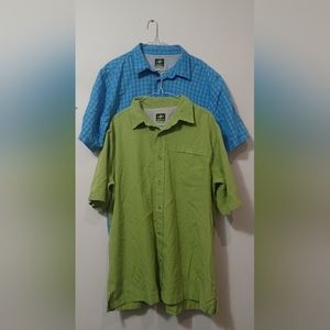 Lot of 2 Nordic Track Shirts Men's Large Vented Plaid Short Sleeve Rayon Blend